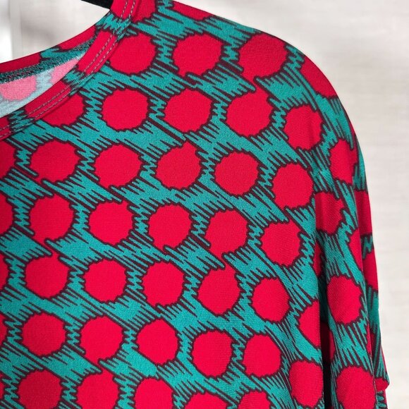 LuLaRoe IRMA Polka Dots Hot Pink Turquoise Blue Hi-Low Tunic Top Shirt MEDIUM M - Picture 4 of 6